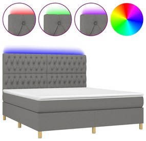 ΚΡΕΒΑΤΙ BOXSPRING ΜΕ ΣΤΡΩΜΑ &amp; LED ΣΚ.ΓΚΡΙ 180X200 ΕΚ ΥΦΑΣΜΑΤΙΝΟ 3135694