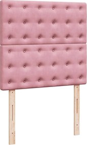 vidaXL Κρεβάτι Boxspring με Στρώμα Ροζ 80 x 200 εκ. Βελούδινο