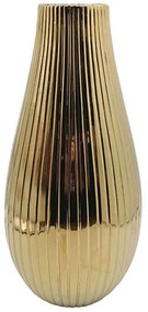 Βάζο Ρίγες 15-00-23700 15,5x31cm Gold Marhome Κεραμικό