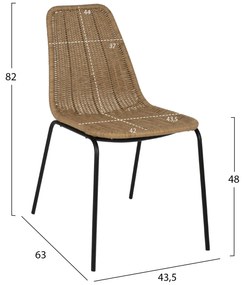 Καρέκλα Επαγγελματική C5867.01 Μεταλλική Μαύρη με Rattan Φυσικό 43.5x63x82Υεκ. 43.5x63x82 εκ.