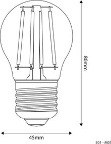 LED Filament Λαμπτήρας E01 Mini Γλόμπος G45 Διαφανής 4W 470Lm E27 2700K