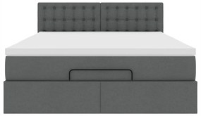 vidaXL Οθωμανικό κρεβάτι με στρώμα σκούρο γκρι 140x190cm ύφασμα
