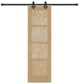 vidaXL Συρόμενη Πόρτα με Σετ Εξαρτημάτων 61x198.5 εκ Μασίφ Ξύλο Πεύκου