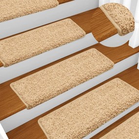 vidaXL Πατάκια Σκαλιών 15 τεμ. Λευκό 65x21x4 εκ. με Ορθογώνια Άκρη