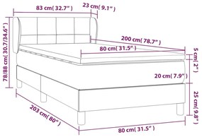 Κρεβάτι Boxspring με Στρώμα Μαύρο 80 x 200 εκ. Υφασμάτινο - Μαύρο