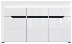Σιφονιέρα Orlando K103, Άσπρο, Γυαλιστερό λευκό, 89x152x39cm