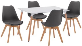 ΣΕΤ ΤΡΑΠΕΖΑΡΙΑΣ 5ΤΜΧ HM10193.10 ΜΕ ΤΡΑΠΕΖΙ ΛΕΥΚΟ ΚΑΙ ΚΑΡΕΚΛΕΣ ΣΚΟΥΡΟ ΓΚΡΙ 120x80x73 cm