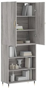 vidaXL Ντουλάπι Γκρι Sonoma 69,5 x 34 x 180 εκ. Επεξεργασμένο Ξύλο