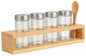ESTIA ΔΟΧΕΙΑ ΜΠΑΧΑΡΙΚΩΝ BAMBOO ESSENTIALS ΓΥΑΛΙΝΑ ΣΕΤ 6 ΤΕΜ ΜΕ ΜΕΤΑΛΛΙΚΟ ΚΑΠΑΚΙ &amp; ΒΑΣΗ BAMBOO ΜΕ ΚΟΥ