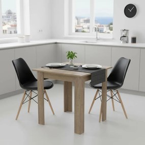 Τραπεζαρία Manka Ι -Gaston pakoworld σετ 3τεμ σε sonoma-μαύρη απόχρωση 80x80x77εκ