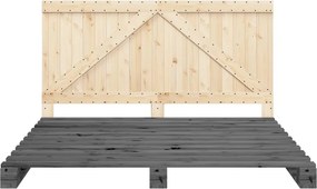 vidaXL Πλαίσιο Κρεβατιού με Κεφαλάρι Γκρι 200x200 εκ. Μασίφ Πεύκο