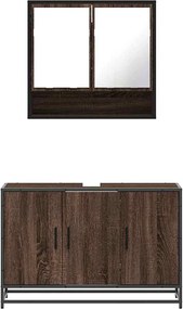 vidaXL Σετ Επίπλων Μπάνιου 2 Τεμαχίων Καφέ Δρυς από Τεχν. Ξύλο