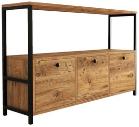 Μπουφές Nero v2 570VLT1911 120x30x76cm Walnut-Black Μελαμίνη,Μέταλλο