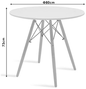 Τραπέζι Julita pakoworld MDF μαύρο-πόδια φυσικό Φ80x73εκ