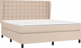 vidaXL Κρεβάτι Boxspring με Στρώμα Καπουτσίνο 160x200εκ.από Συνθ.Δέρμα