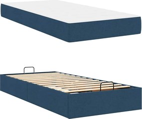 vidaXL Σκελετός κρεβατιού με στρώμα με στρώμα 2 pcs Μπλε ύφασμα