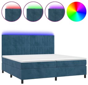 ΚΡΕΒΑΤΙ BOXSPRING ΜΕ ΣΤΡΩΜΑ &amp; LED ΣΚ. ΜΠΛΕ 200X200ΕΚ. ΒΕΛΟΥΔΙΝΟ 3136267