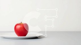 Σετ των 2 Intra Συλλεκτικό Ξύλινο Παζλ Plywood  4mm - Κόκκινο μήλο στο άσπρο πιάτο Σε Ξύλινο Κουτί - Διαστάσεις: 10x10 cm – 25 κομμάτια