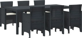 vidaXL Σέτ φαγητού για κήπο 7 pcs Ανθρακί Πολυπροπυλένιο