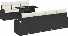 vidaXL Σετ Καναπέ Κήπου με μαξιλάρι 8 pcs Μαύρο Πολυ ράταν