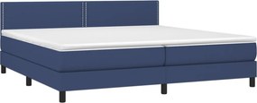 vidaXL Κρεβάτι Boxspring με Στρώμα &amp; LED Μπλε 200x200 εκ. Υφασμάτινο