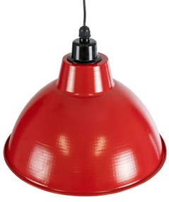 GloboStar® LOUVE 01177 Vintage Industrial Κρεμαστό Φωτιστικό Οροφής Μονόφωτο 1 x E27 AC220-240V IP20 - Φ40 x Y30cm - Κόκκινο με Ασημί Μεταλλικό Καμπάνα  - 5 Χρόνια Εγγύηση