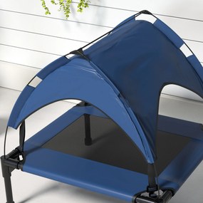 PawHut Κρεβάτι Σκύλου με Τέντα, αναπνέον, αδιάβροχο, έως 20 kg, 76 x 61 x 69,5 cm, Σκούρο Μπλε