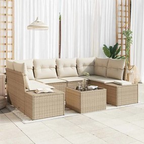 vidaXL Σετ Καναπέ Κήπου με μαξιλάρι 7 pcs Μπεζ, Κρέμα 55 x 55 x 37 εκ