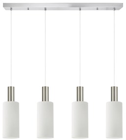 Φωτιστικό Οροφής  SE21-NM-4-4NM-GL3 ADEPT TUBE Nickel Matt Pendant White Glass+ - 77-8476 - 51W - 100W - 77-8476