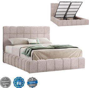 ΚΡΕΒΑΤΙ RAMON ΜΕ ΑΠΟΘ. ΧΩΡΟ HM720.10 ΥΦΑΣΜΑ TEDDY ΜΠΕΖ-ΓΙΑ ΣΤΡΩΜΑ 160x200εκ