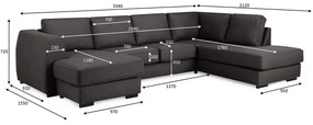 Γωνιακός Καναπές Scandinavian Choice F106, Σκούρο γκρι, 334x212x90cm, Πόδια: Ξύλο, Πλαστική ύλη | Epipla1.gr