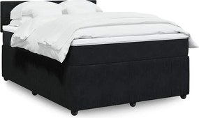 vidaXL Κρεβάτι Boxspring με Στρώμα Μαύρο 160x200 εκ. Βελούδινο