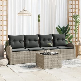 vidaXL Σετ 5 Τεμαχίων Καναπέ Κήπου με Μαξιλάρια Λευκό Πολυρτάν