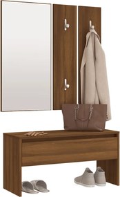 vidaXL Σετ Επίπλων Διαδρόμου Καφέ Δρυς από Επεξεργασμένο Ξύλο