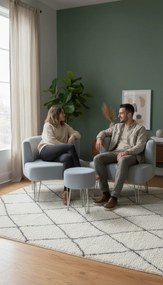 Stewehome Σετ τσαγιού με 2 τεμάχια με πολυθρόνα και πουφ Γκρι 65x65x65 cm