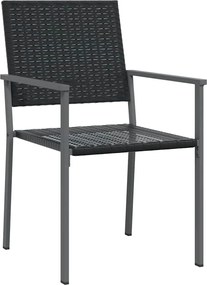 vidaXL Σέτ φαγητού για κήπο 7 pcs Μαύρο Ράτα PE