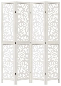 vidaXL Διαχωριστικό Χώρου με 4 Πάνελ Λευκό από Μασίφ Ξύλο Παυλώνιας