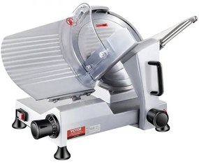 VEVOR Commercial Meat Slicer, 240W Electric Deli Food Slicer, 10 inch Carbon Steel Blade Electric Food Slicer, 350-400RPM Meat Slicer, 0 - 0.47 inch Adjustable Thickness for Commercial and Home Use
