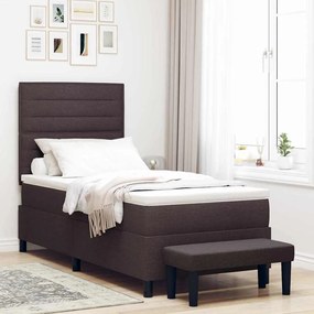 vidaXL Κρεβάτι με Βάθρο με Στρώμα & Πάγκο Καφέ 80x200 εκ. Ύφασμα