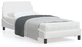 Πλαίσιο Κρεβατιού με Κεφαλάρι Λευκό 90x200 εκ. Συνθετικό Δέρμα - Λευκό