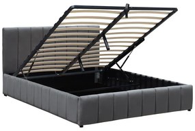 Επενδυμένο Κρεβάτι Snuggle Διπλό με Αποθηκευτικό χώρο Βελούδο Ανθρακί 160x200εκ. 168x212x100 εκ.