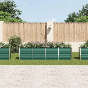 vidaXL Ζαρντινιέρα Ψηλή Πράσινη 320x40x77 εκ. Γαλβανισμένος Χάλυβας