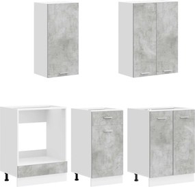 vidaXL Μονάδα κουζίνας LYON 5 pcs Γκρι Σκυροδέματος Επεξεργασμένο Ξύλο
