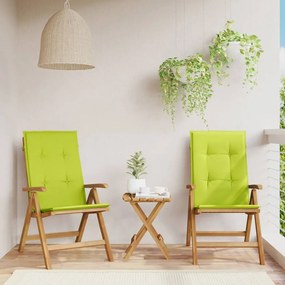 vidaXL Καρέκλες Κήπου Ανακλινόμενες 2 τεμ Μασίφ Ξύλο Teak με Μαξιλάρια