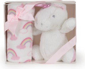 Baby blanket 90/75 cm with toy Unicorn rainbow
