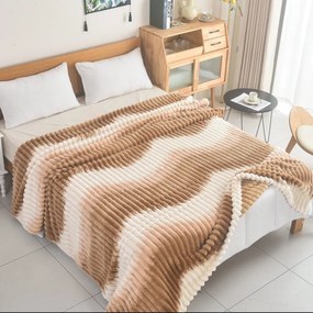 Κουβέρτα Fleece-Δίχρωμο Ριγέ Καπουτσίνο flc17 - 1.60x2.20