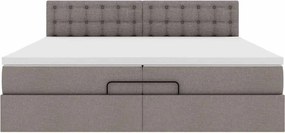 vidaXL Οθωμανικό κρεβάτι με στρώματα &amp; LEDs Taupe 200x200cm ύφασμα