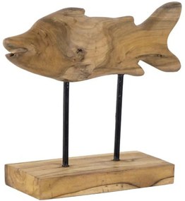 Διακοσμητικό Γλυπτό Ψαριού 49932 33,5x12x31cm Natural Artekko Μέταλλο,Ξύλο