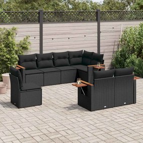 vidaXL Patio Sofa Set 8-θέσια Black