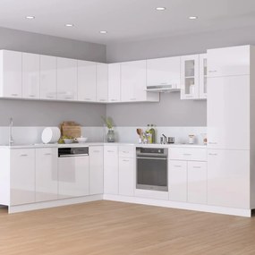vidaXL Ντουλάπι Ψυγείου Lyon Γυαλιστερό Λευκό 60x57x207 εκ. Επεξ. Ξύλο